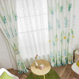 Nordic Blackout Curtain Zasłona Na Wymiar Drukowane Liście Do Salonu Sypialni
