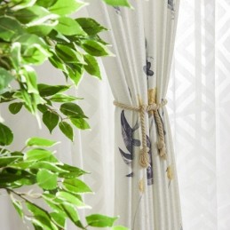Nordic Blackout Curtain Zasłona Na Wymiar Drukowane Liście Do Salonu Sypialni