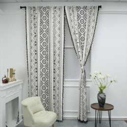 Zasłona W Stylu Boho Zasłona Na Wymiar Geometryczne Frędzle Drukowane Zasłony Do Sypialni Salon