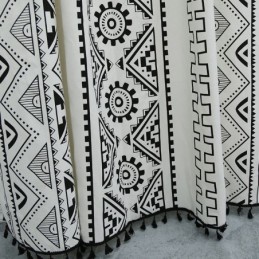 Zasłona W Stylu Boho Zasłona Na Wymiar Geometryczne Frędzle Drukowane Zasłony Do Sypialni Salon