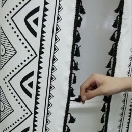 Zasłona W Stylu Boho Zasłona Na Wymiar Geometryczne Frędzle Drukowane Zasłony Do Sypialni Salon