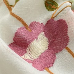 Nowoczesna Minimalistyczna Zasłona Z Woalu Wykonana Na Wymiar Panel Zasłonowy Lniany Przezroczysty Różowy Haft Liściowy Jeden