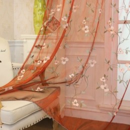 Firana W Stylu Pasterskim, Prześwitująca, Wykonana Na Wymiar, Świeża, Wentylowana, Haftowana, Salon
