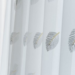 Nordic Simple Sheer Curtain Zasłona Na Wymiar Wiejskie Liście Biały Haft Sypialnia Salon Tkanina