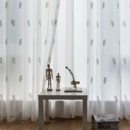 Nordic Simple Sheer Curtain Zasłona Na Wymiar Wiejskie Liście Biały Haft Sypialnia Salon Tkanina