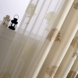 Przewiewna, Przezroczysta Zasłona Wykonana Na Wymiar, Haftowana Faktura Drzewa, Salon