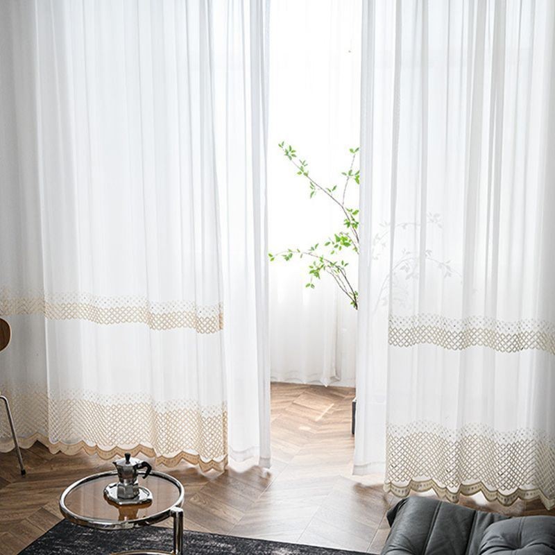 Zasłony Z Haftowanego Woalu Nordic Sheer Do Salonu, Sypialni