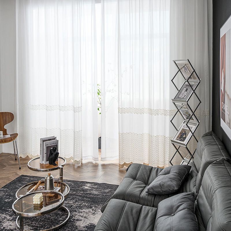 Zasłony Tiulowe Haftowane, Przezroczyste, Zasłony Cortinas Do Salonu