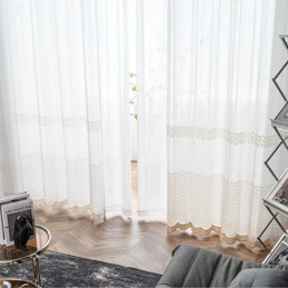Zasłony Tiulowe Haftowane, Przezroczyste, Zasłony Cortinas Do Salonu