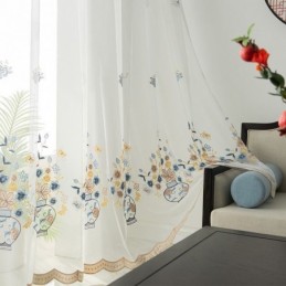 Zasłony Z Haftowanego Tiulu, Zasłony Z Woalu Kwiatowego, Zasłony Na Wymiar Do Salonu