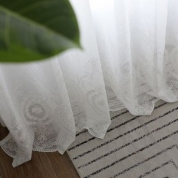 Przewiewna, Przezroczysta Zasłona, Wykonana Na Wymiar, Biała, Do Salonu, Haftowana