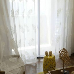 Zasłona Z Haftem Piórkowym, Zasłona Na Wymiar, Minimalistyczny Woal, Salon, Sypialnia