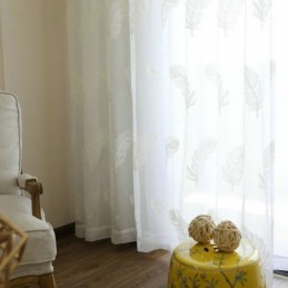 Zasłona Z Haftem Piórkowym, Zasłona Na Wymiar, Minimalistyczny Woal, Salon, Sypialnia