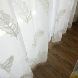 Zasłona Z Haftem Piórkowym, Zasłona Na Wymiar, Minimalistyczny Woal, Salon, Sypialnia
