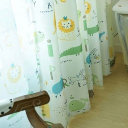 Nowoczesna Pół Zaciemniająca Zasłona Wykonana Na Wymiar, Nadrukowane Zwierzęta, Pokój Dziecięcy